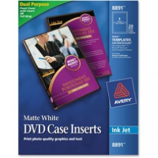 Avery® Matte White DVD Case Inserts, 20 Inserts (8891) - Matte - 20 / Pack - White