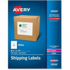 Avery® Shipping Address Labels, Laser & Inkjet Printers, 250 Labels, Full Sheet Labels, Permanent Adhesive (95920) - Permanent Adhesive - 8 1/2