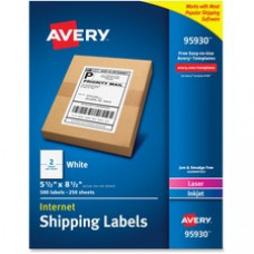 Avery® Shipping Address Labels, Laser & Inkjet Printers, 500 Labels, Half Sheet Labels, Permanent Adhesive (95930) - Permanent Adhesive - 5 1/2