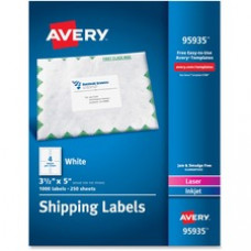 Avery® Shipping Labels, Sure Feed(TM) Technology, Permanent Adhesive, 3-1/2