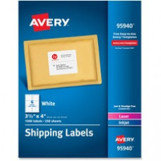 Avery® Shipping Labels, Sure Feed(TM) Technology, Permanent Adhesive, 3-1/3