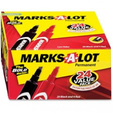 Avery® Marks A Lot(R) Permanent Markers, Regular Desk-Style Size, Chisel Tip, 24 Assorted Markers (98187) - 4.7625 mm Marker Point Size - Chisel Marker Point Style - Assorted - 24 / Box