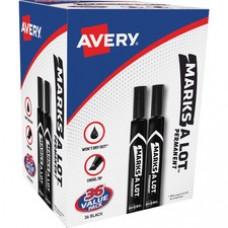 Avery® Marks A Lot(R) Permanent Markers, Large Desk-Style Size, Chisel Tip, Value Pack of 36 Black Markers (98026) - 4.7625 mm Marker Point Size - Chisel Marker Point Style - 36 / Box