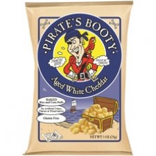 B&G Pirate's Booty White Cheddar Rice/Corn Puffs - Gluten-free, No Artificial Flavor, No Artificial Color, Preservative-free - White Cheddar - 1 oz - 24 / Carton