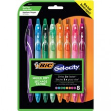 BIC America Gel-ocity Retractable Pen - Medium Pen Point - 0.7 mm Pen Point Size - RetractableGel-based Ink - 8 / Pack