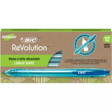 BIC ReVolution Ocean Retractable Ballpoint Pen - Medium Pen Point - 1 mm Pen Point Size - Retractable - Blue - Semi-transparent Barrel - 1 Dozen