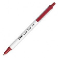 BIC Clic Stic Retractable Ballpoint Pens - Medium Pen Point - Red - White Barrel - 12 / Dozen