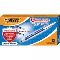 BIC PrevaGuard Clic Stic Stylus - Integrated Writing Pen - 1 Pack - 39.4 mil - Plastic - Blue - Notebook, Tablet Device Supported