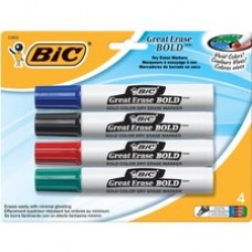BIC Great Erase Bold Vivid Dry-erase Markers - Chisel Marker Point Style - Assorted - 4 / Set