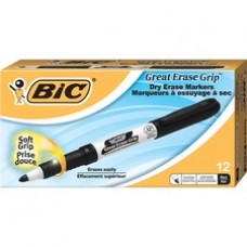 BIC Great Erase Fine Point Whiteboard Marker - Fine Marker Point - Black - 12 / Dozen