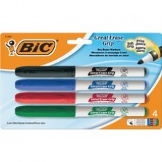 BIC Great Erase Fine Point Whiteboard Marker - Fine Marker Point - Blue, Black, Red, Green - 4 / Pack