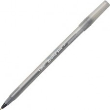 BIC Round Stic Ballpoint Pens - Fine Pen Point - Black - Frost Barrel