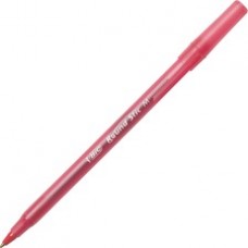 BIC Round Stic Ballpoint Pens - Medium Pen Point - Red - Red Barrel- 12 / Dozen