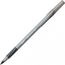 BIC Round Stic Grip Ballpoint Pen - Medium Pen Point - 1.2 mm Pen Point Size - Black - 36 / Box