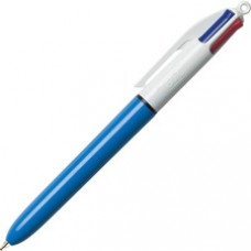 BIC 4-Color Retractable Pen - Medium Pen Point - Refillable - Multi, Black, Red, Green - Blue, White Barrel - 1 Each