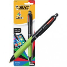 BIC 4 Color Stylus Plus Pen - 1 mm Pen Point Size - Refillable - Blue, Black, Red, Green - 1 / Pack
