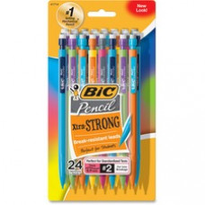 BIC Xtra Strong No. 2 Mechanical Pencils - #2 Lead - 0.9 mm Lead Diameter - Black Lead - Assorted Barrel - 24 / Pack