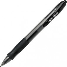 BIC Gel Retractable Pens - Medium Pen Point - 0.7 mm Pen Point Size - Black Gel-based Ink - Tinted, Clear Barrel - 24 / Box