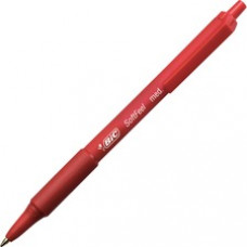 BIC SoftFeel Retractable Ball Pens - Medium Pen Point - 0.8 mm Pen Point Size - Red - Red Rubber Barrel - 1 Dozen