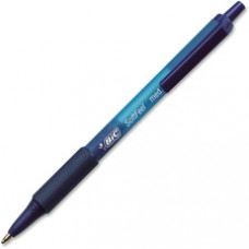 BIC SoftFeel Retractable Ball Pens - Medium Pen Point - 1 mm Pen Point Size - Blue - Blue Barrel - 36 / Box