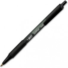 BIC SoftFeel Retractable Ball Pens - Medium Pen Point - 1 mm Pen Point Size - Black - Black Barrel - 36 / Box