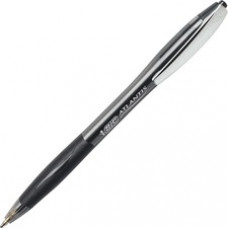 BIC Atlantis Retractable Pens - Medium Pen Point - 1 mm Pen Point Size - Conical Pen Point Style - Black - Clear Barrel