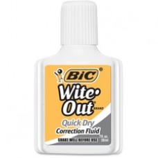 BIC Wite-Out Quick Dry Correction Fluid - Foam Brush Applicator - 0.68 fl oz - White - 12 / Dozen