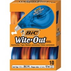 BIC Wite-Out EZ Correct Correction Tape - 0.16" Width x 39.33 ft Length - 1 Line(s) - White Tape - Odorless, Tear Resistant, Photo-safe - 10 / Box - White