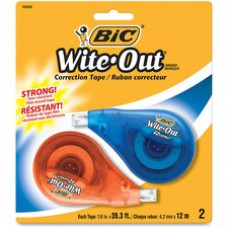 Wite-Out EZ Correct Correction Tape - 0.17" Width x 33.14 ft Length - 1 Line(s) - White Tape - Non-refillable - 2 / Pack - White