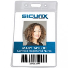 SICURIX Vinyl Punched ID Badge Holders - Vertical - Vertical - 3.5