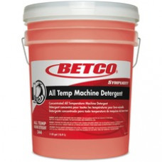 Betco Symplicity All Temp Machine Detergent - Liquid - 640 fl oz (20 quart) - Surfactant Scent - 1 Each - Clear, Orange
