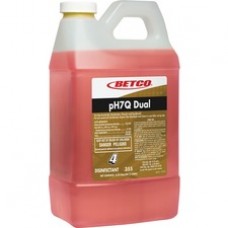 Betco pH7Q Dual Disinfectant Cleaner - Concentrate Liquid - 67.6 fl oz (2.1 quart) - Pleasant Lemon Scent - 4 / Carton - Light Amber