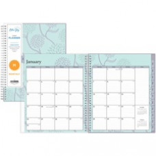 Blue Sky Rue du Flore Monthly Planner - Monthly - 1 Year - January - December - 1 Month Double Page Layout - Twin Wire - Lavender, Green - Charcoal - 10.1