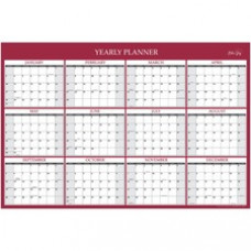 Blue Sky Classic Red Laminated Erasable Wall Calendar - Large Size - 12 Month - January - December - 24