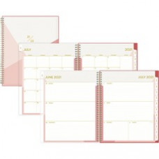 Blue Sky Cali Pink Create-Your-Own Cover Academic Year Weekly/Monthly Planner - Academic - Monthly, Weekly - 12 Month - July 2022 - June 2023 - 1 Week, 1 Month Double Page Layout - White Sheet - Twin Wire - Pink - Paper - Clear - 8.5