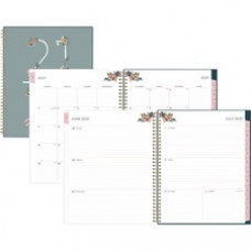 Blue Sky Greta Academic Year Weekly/Monthly Planner - Academic - Monthly, Weekly - 12 Month - July - June - 1 Week, 1 Month Double Page Layout - Twin Wire - Blue - 8.5