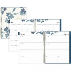 Blue Sky Bakah Blue Academic Planner - Academic - Weekly, Monthly - 12 Month - July - June - 1 Week, 1 Month Double Page Layout - Twin Wire - Blue, Cream - 8.5