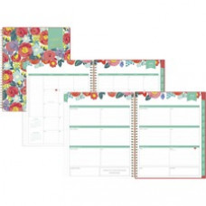 Day Designer Floral Sketch Academic Weekly/Monthly Planner - Academic - Monthly, Weekly - 12 Month - July 2022 - June 2023 - 1 Week, 1 Month Double Page Layout - White Sheet - Twin Wire - Multi - Paper - 8.5