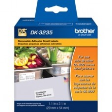 Brother DK3235 - Small Removable White Paper Labels - Removable Adhesive - 1.10