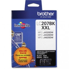 Brother Genuine LC2072PKS Super High Yield Black Ink Cartridges - Inkjet - Super High Yield - 2400 Pages - Black - 2 / Pack