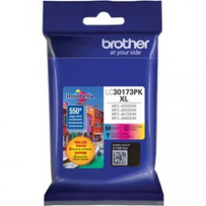 Brother LC30173PK Ink Cartridge - Cyan, Magenta, Yellow - Inkjet - High Yield - 550 Pages Cyan, 550 Pages Magenta, 550 Pages Yellow - 1 / Pack