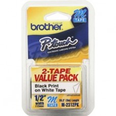 Brother P-touch Nonlaminated M Tape Value Pack - 2/PK" Width x 26 1/5 ft Length - Rectangle - White - 2 / Pack