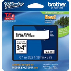 Brother P-Touch TZe Flat Surface Laminated Tape - 45/64" Width x 26 1/5 ft Length - Rectangle - White - 1 Each