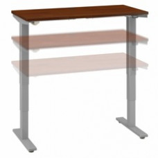 Bush Business Furniture Move 40 Series 48w X 24d Electric Height Adjustable Standing Desk - Hansen Cherry Rectangle Top - Silver T-shaped Base - 2 Legs x 47.60