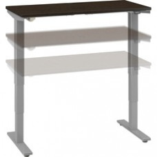 Bush Business Furniture Move 40 Series 48w X 24d Electric Height Adjustable Standing Desk - Mocha Cherry Rectangle Top - Silver T-shaped Base - 2 Legs x 47.60