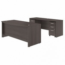 Bush Business Furniture Studio C 72W x 36D Bow Front Desk and Credenza with Mobile File Cabinets - 72