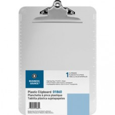 Business Source Spring Clip Plastic Clipboard - 8 1/2