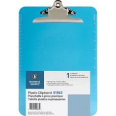Business Source Spring Clip Plastic Clipboard - 8 1/2
