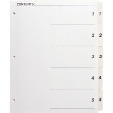 Business Source Table of Content Quick Index Dividers - Printed Tab(s) - Digit - 1-5 - 5 Tab(s)/Set - 8.5
