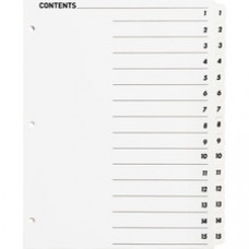 Business Source Table of Content Quick Index Dividers - Printed Tab(s) - Digit - 1-15 - 15 Tab(s)/Set - 8.5